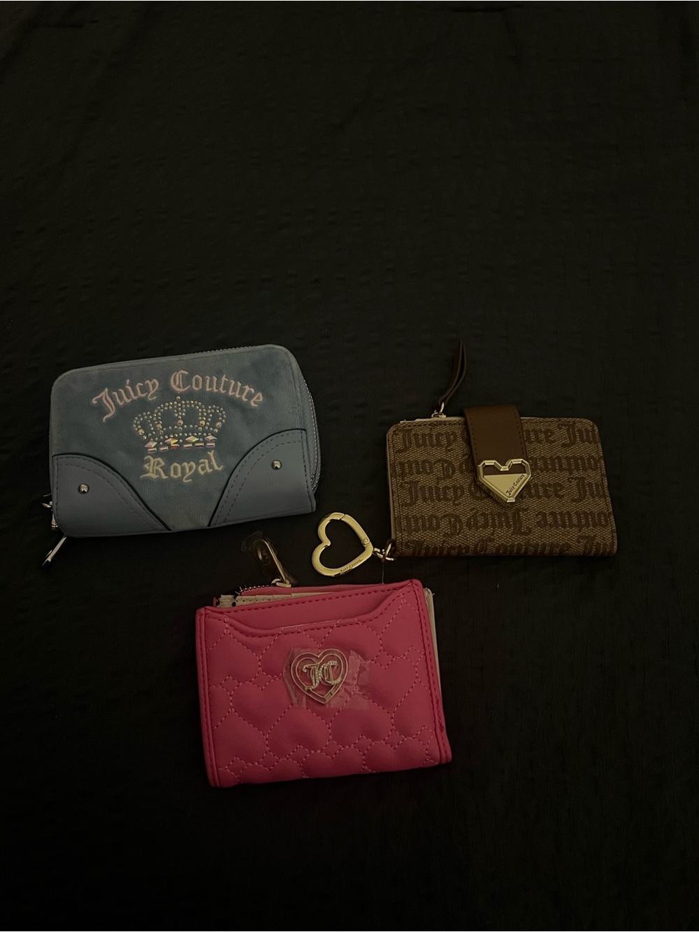 Juicy Couture Tri-Piece Wallet Set in Blue, Brown & Pink